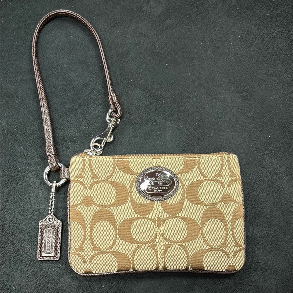 Coach Signature Wristlet in Brown